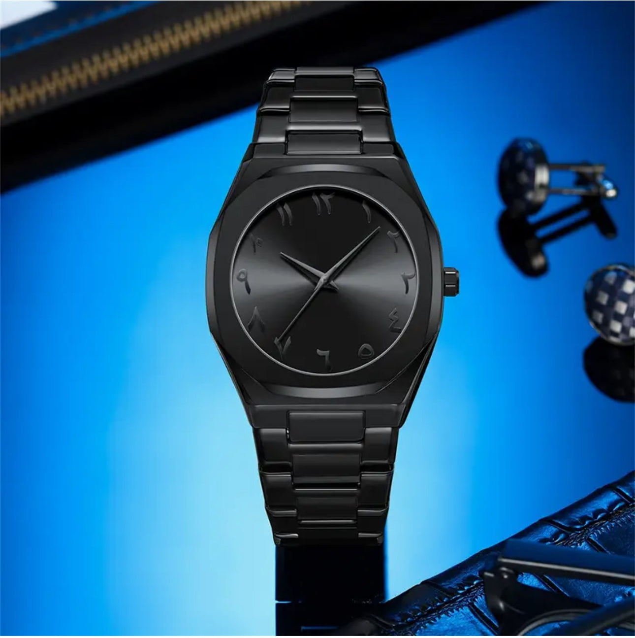Black Arabic Stainless Steel Aura Watch