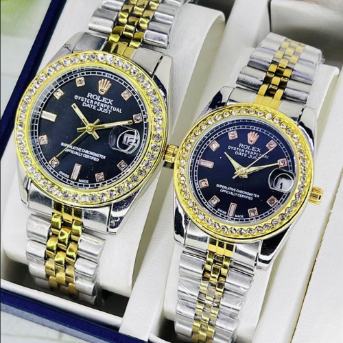 ROLEX Pair – Couple Chain Stone Case Watch