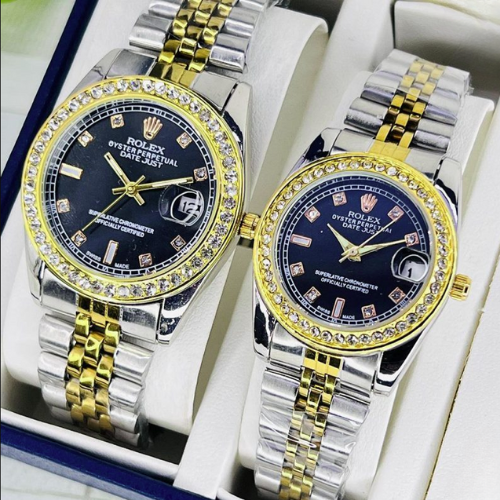 ROLEX Pair – Couple Chain Stone Case Watch