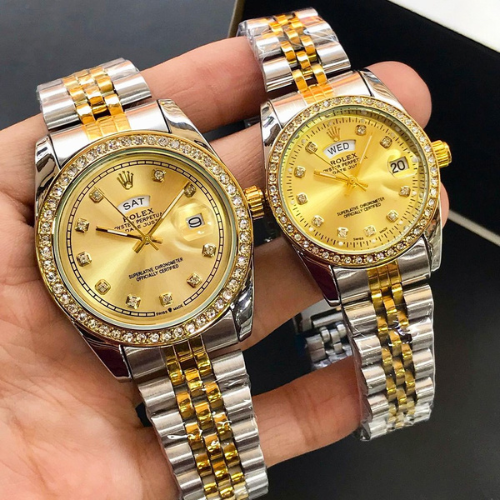 ROLEX Pair Watch – Stone Model (Day & Date)