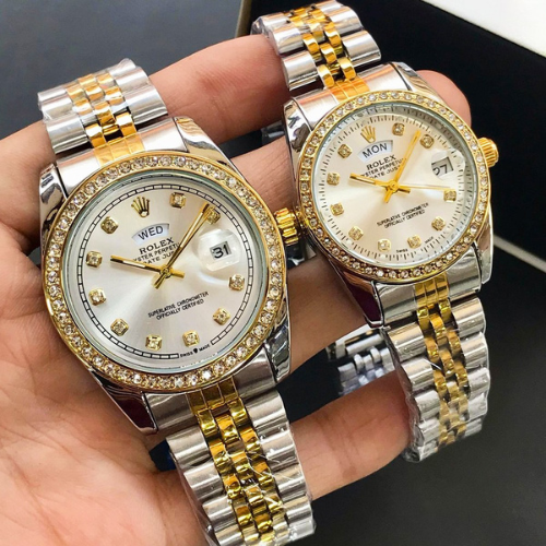 ROLEX Pair Watch – Stone Model (Day & Date)