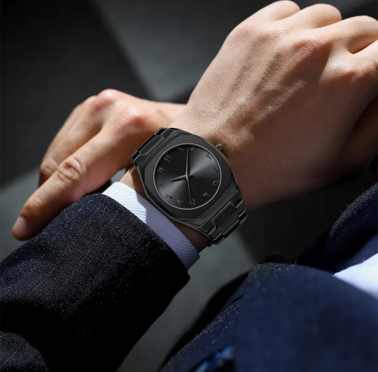 Black Arabic Stainless Steel Aura Watch